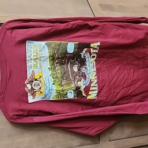 Men's L Maroon Long Sleeve Tee with Minnesota Rally Graphic